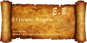 Ellinger Blanka névjegykártya